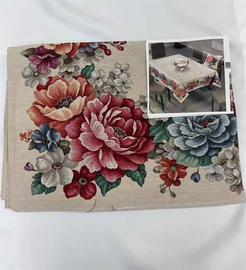 COPRITAVOLO KARI PEONIA 140X240 BEIGE