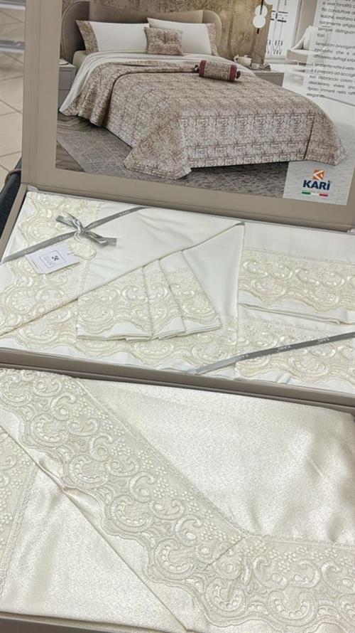 COMPLETO LETTO KARI ELISABETTA TULLE PANNA
