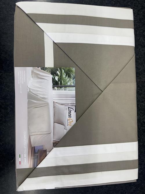DA VINCI COMPLETO LETTO COTONE LN0857 TORTORA    TU