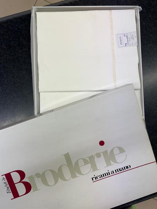LENZUOLA MATRIMONIALE COTONE BRODERIE FILO SETA