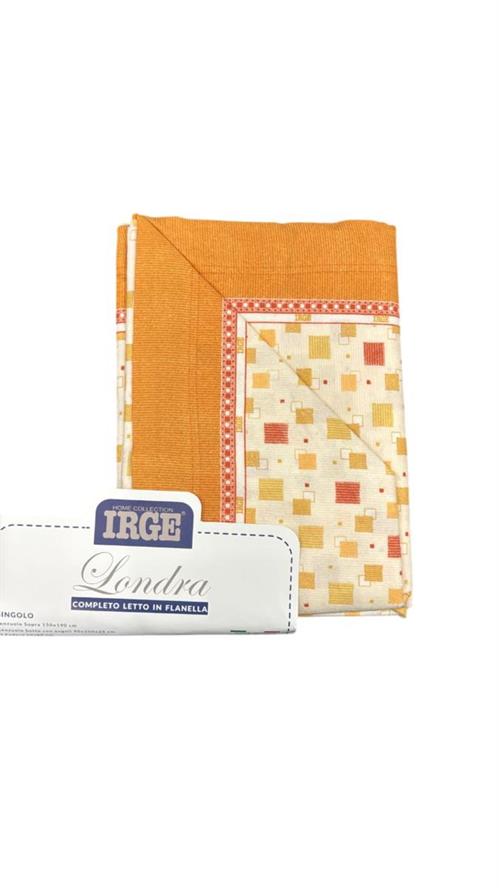 COMPLETO LETTO FLANELLA IRGE LONDRA SINGOLO ARANCION