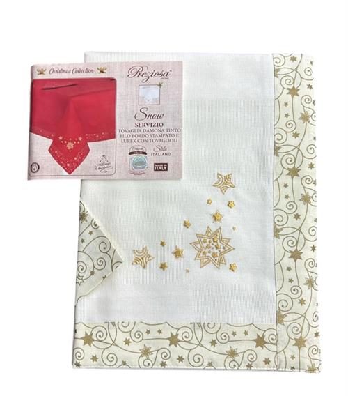SERVIZIO TAVOLA NATALE PREZIOSA SNOW 140X240 12POSTI