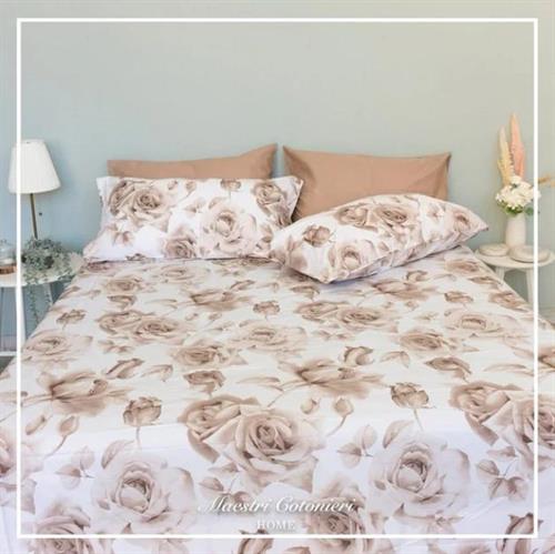 COMPLETO LETTO MASTRI COTONIERI 100%COTONE TORTORA