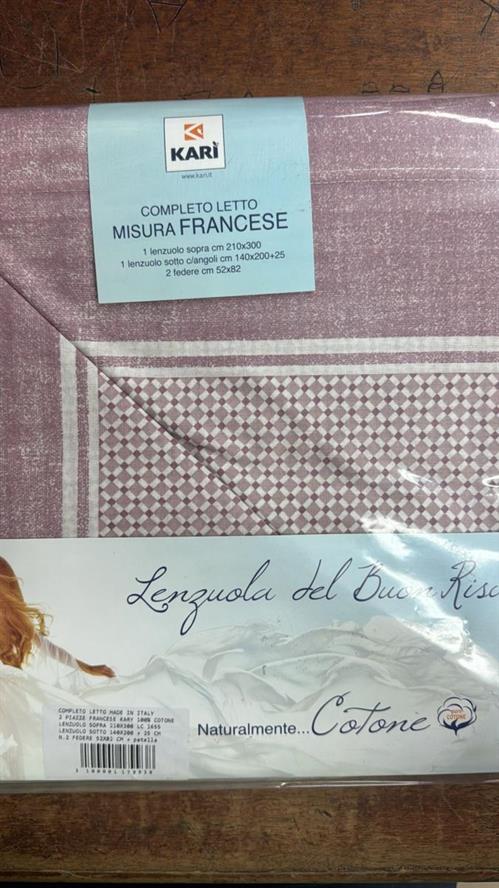 COMPLETO LETTO KARI PURO COTONE 210X300 ROSA       1