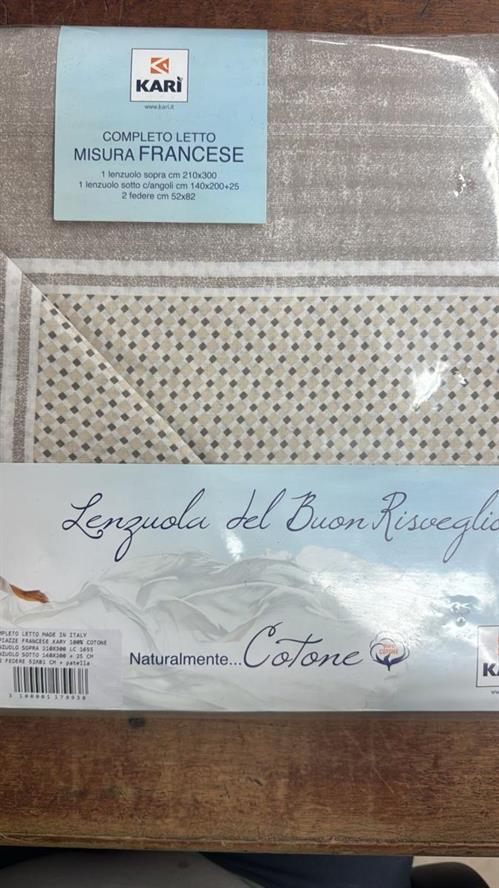 COMPLETO LETTO KARI PURO COTONE 210X300 TORTORA    1