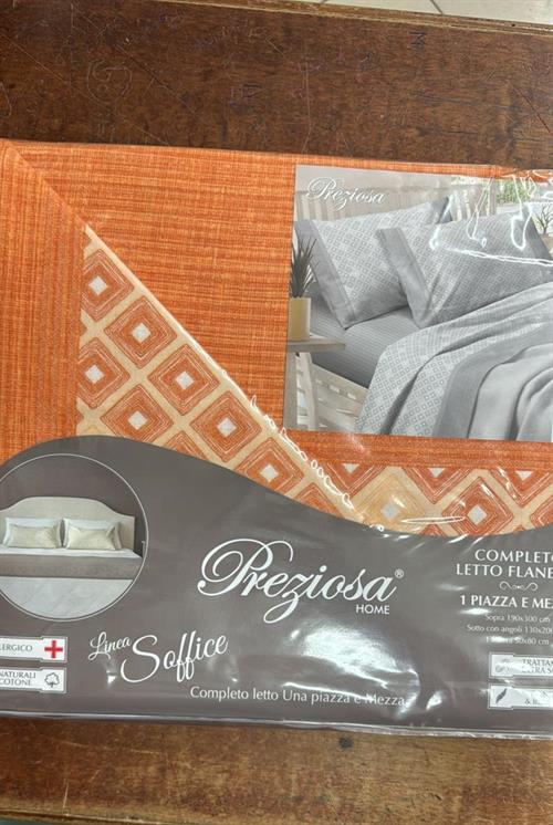 COMPLETO LETTO FLANELLA PRESIOSA 190X300 ARANCIONE
