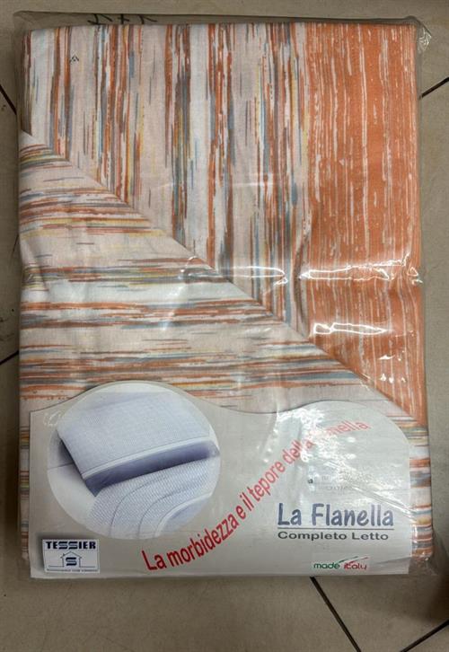 COMPLETO LETTO TESSIER FLANELLA 190X290 ARANCIONE  1